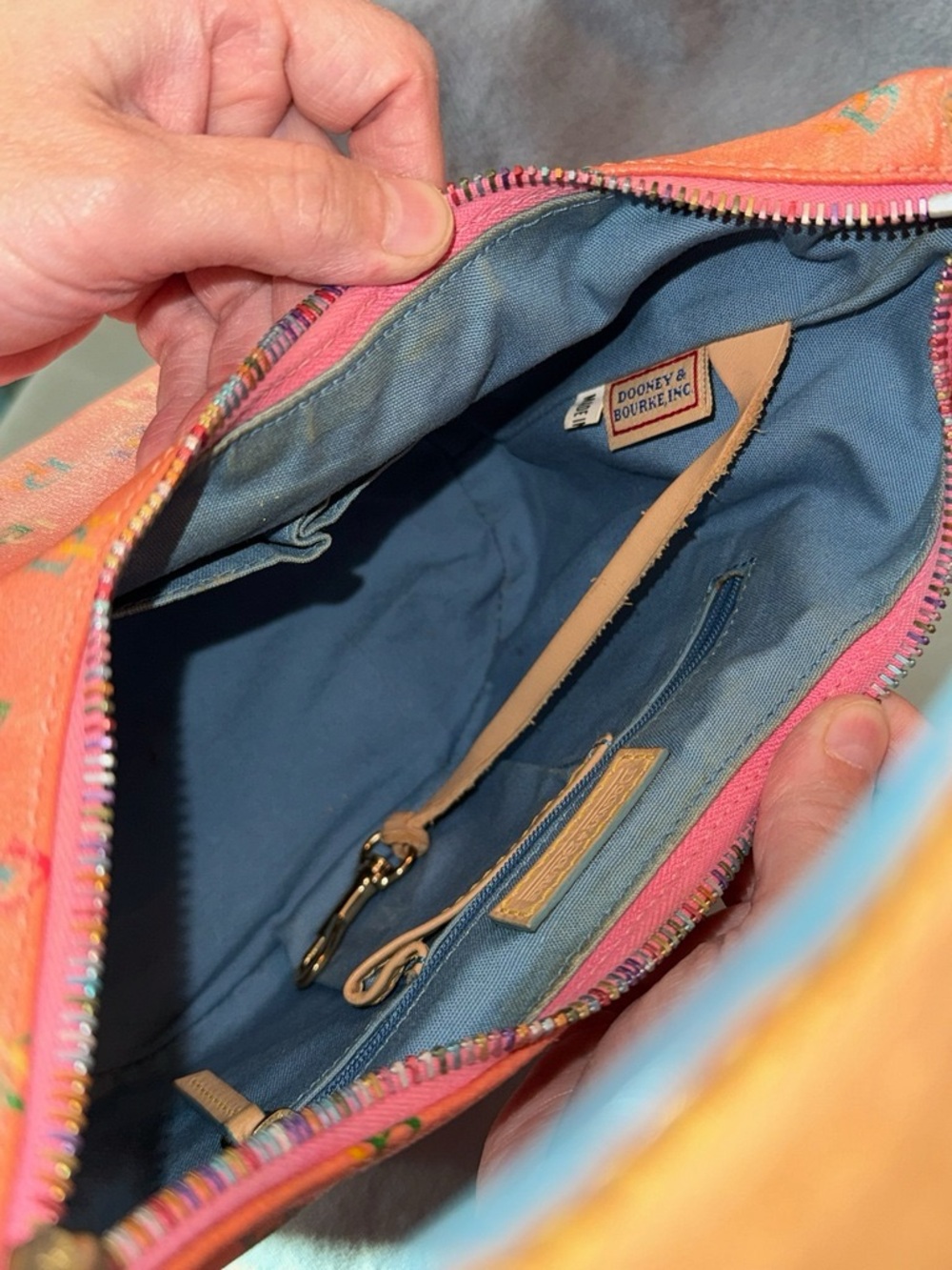 Y2K Dooney & Bourke Rainbow Monogram Hobo Shoulder Bag - Picture 13 of 15
